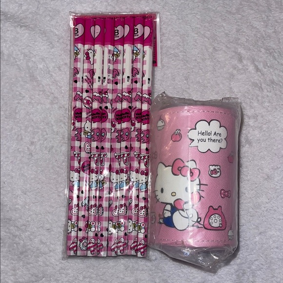 New hello Kitty pencil cup holder pack of eight hello Kitty pencils new - Picture 1 of 10